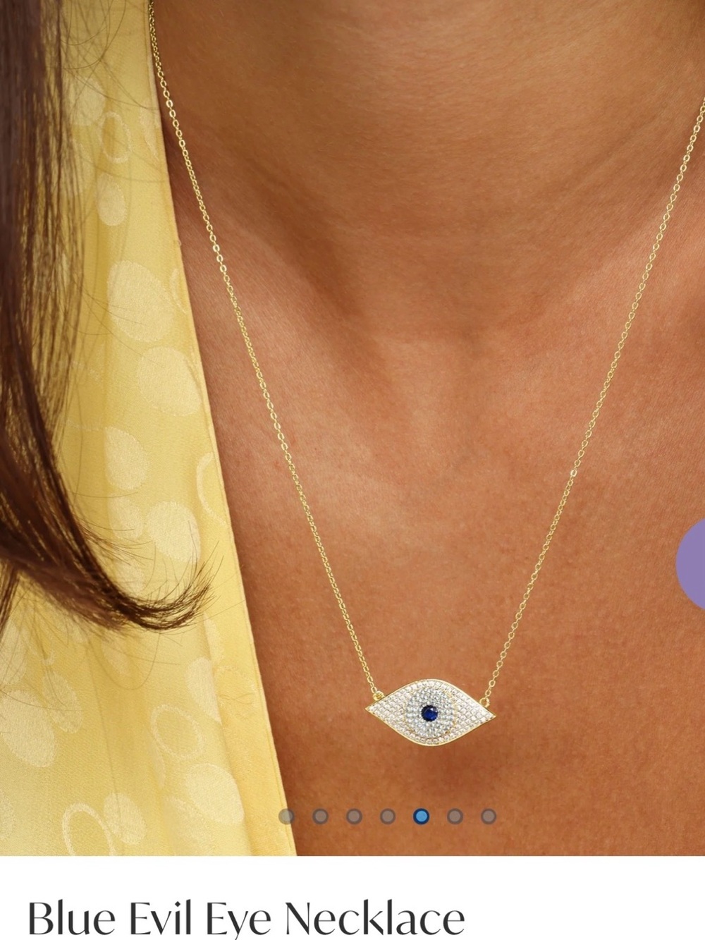 Melinda Maria Blue Evil Eye Pendant Necklace Gold Tone NWOT